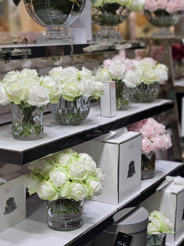 HCF12 Herringbone Flower - Clear - Green & White Roses - HCF12 (Carton of 2)